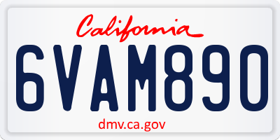 CA license plate 6VAM890