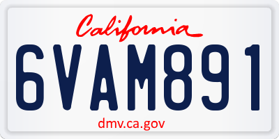 CA license plate 6VAM891
