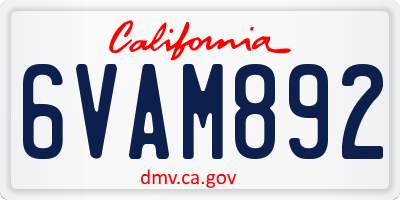 CA license plate 6VAM892