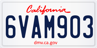 CA license plate 6VAM903
