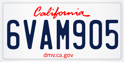 CA license plate 6VAM905