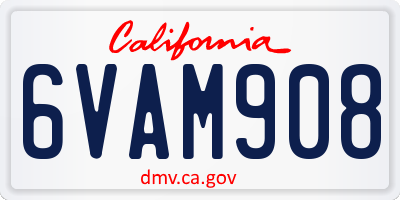 CA license plate 6VAM908