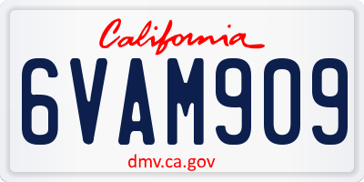 CA license plate 6VAM909