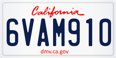 CA license plate 6VAM910