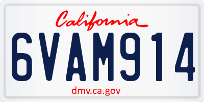 CA license plate 6VAM914