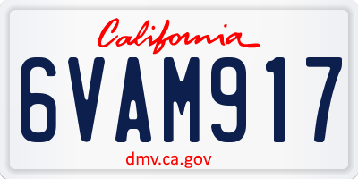 CA license plate 6VAM917