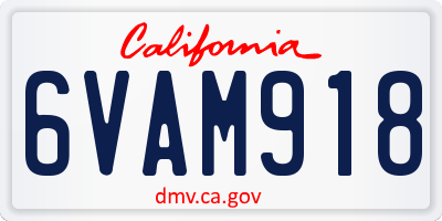 CA license plate 6VAM918