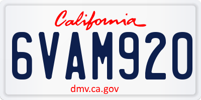 CA license plate 6VAM920