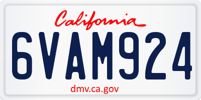 CA license plate 6VAM924