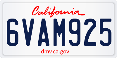 CA license plate 6VAM925