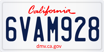 CA license plate 6VAM928