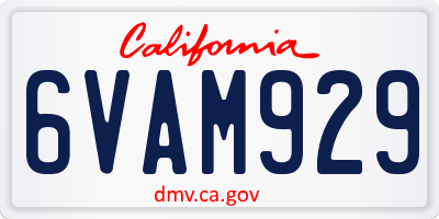 CA license plate 6VAM929