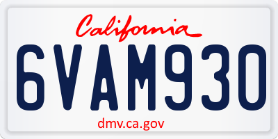 CA license plate 6VAM930