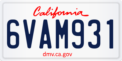 CA license plate 6VAM931