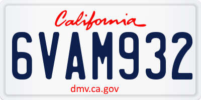 CA license plate 6VAM932