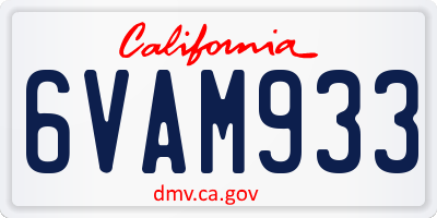 CA license plate 6VAM933