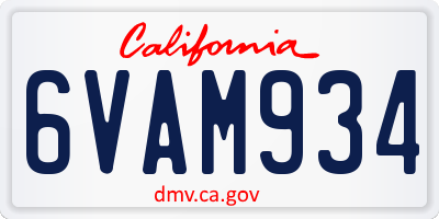 CA license plate 6VAM934