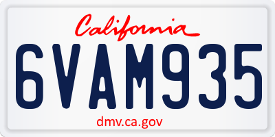CA license plate 6VAM935
