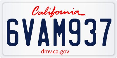 CA license plate 6VAM937
