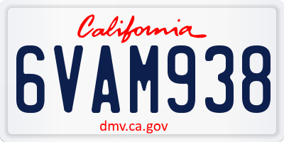 CA license plate 6VAM938