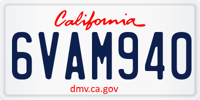 CA license plate 6VAM940