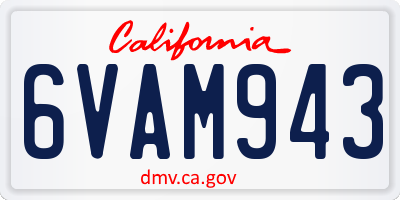 CA license plate 6VAM943