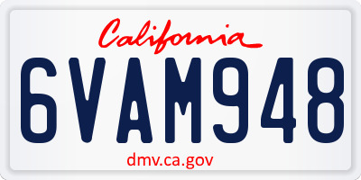 CA license plate 6VAM948