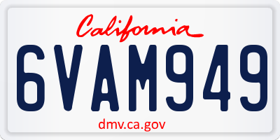 CA license plate 6VAM949