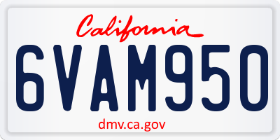 CA license plate 6VAM950