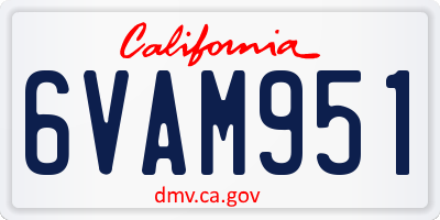 CA license plate 6VAM951