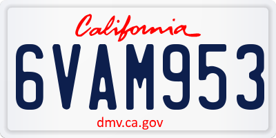 CA license plate 6VAM953