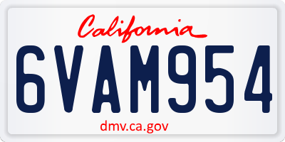 CA license plate 6VAM954