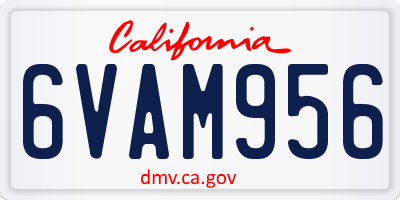 CA license plate 6VAM956