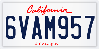 CA license plate 6VAM957