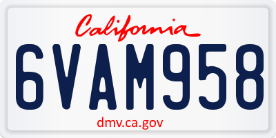 CA license plate 6VAM958