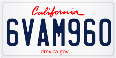 CA license plate 6VAM960