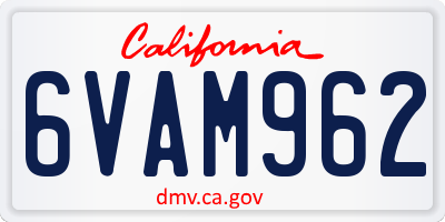 CA license plate 6VAM962