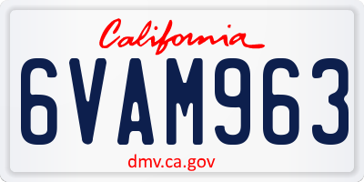 CA license plate 6VAM963