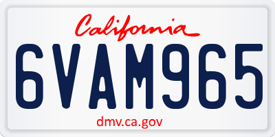 CA license plate 6VAM965