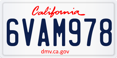 CA license plate 6VAM978