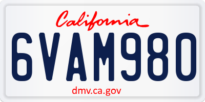 CA license plate 6VAM980