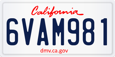 CA license plate 6VAM981