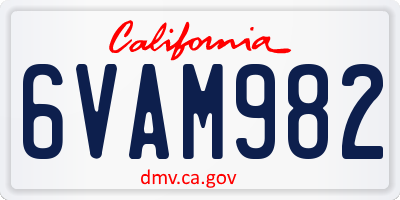CA license plate 6VAM982