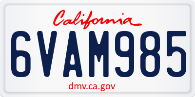 CA license plate 6VAM985