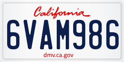 CA license plate 6VAM986