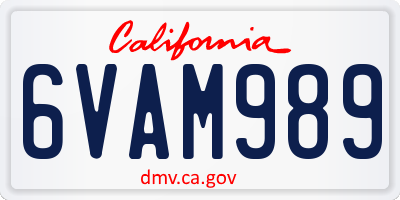 CA license plate 6VAM989