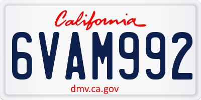 CA license plate 6VAM992