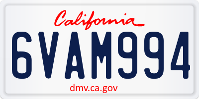 CA license plate 6VAM994