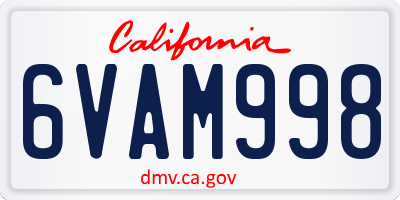 CA license plate 6VAM998