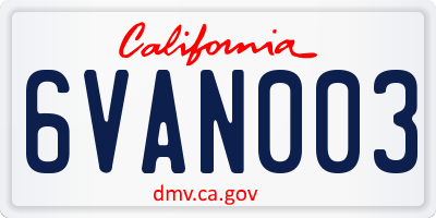 CA license plate 6VAN003